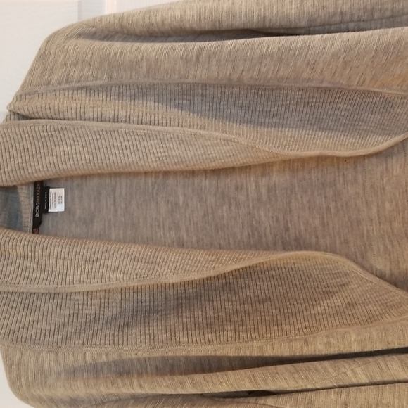 BCBGMAXAZRIA open cardigan in gray with a belt 100%  merino wool size s - Picture 2 of 5